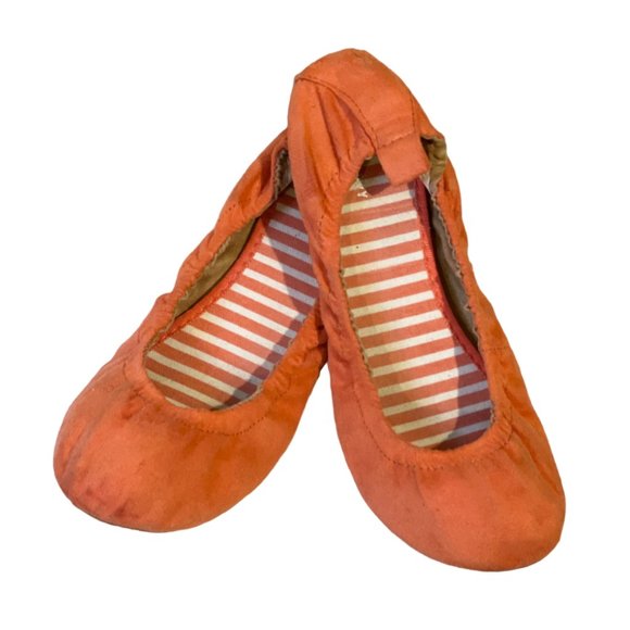 Orange Old Navy Faux Suede Ballet Flats, Size 7 - Picture 1 of 7